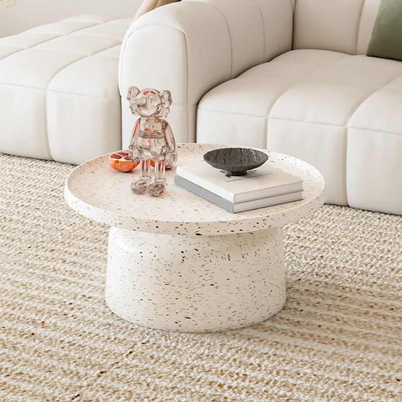Modern Round Tray Top Cocktail Table Steel Pedestal Coffee Table