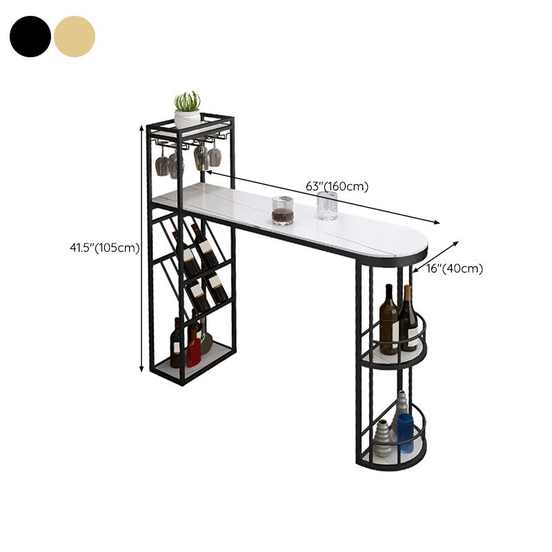 Glam Pub Table Specialty Bar Height Bar Table with Wine Rack