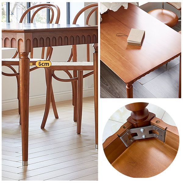 Mesa de comedor estándar rectangular de madera maciza marrón de mediados de siglo para cocina