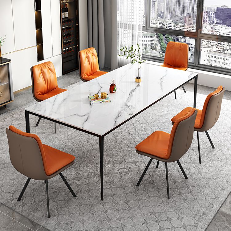 1/2/4/5/7/11 PCS Metal Contemporary Dining Room Ensemble avec table de dinet de table rectangle