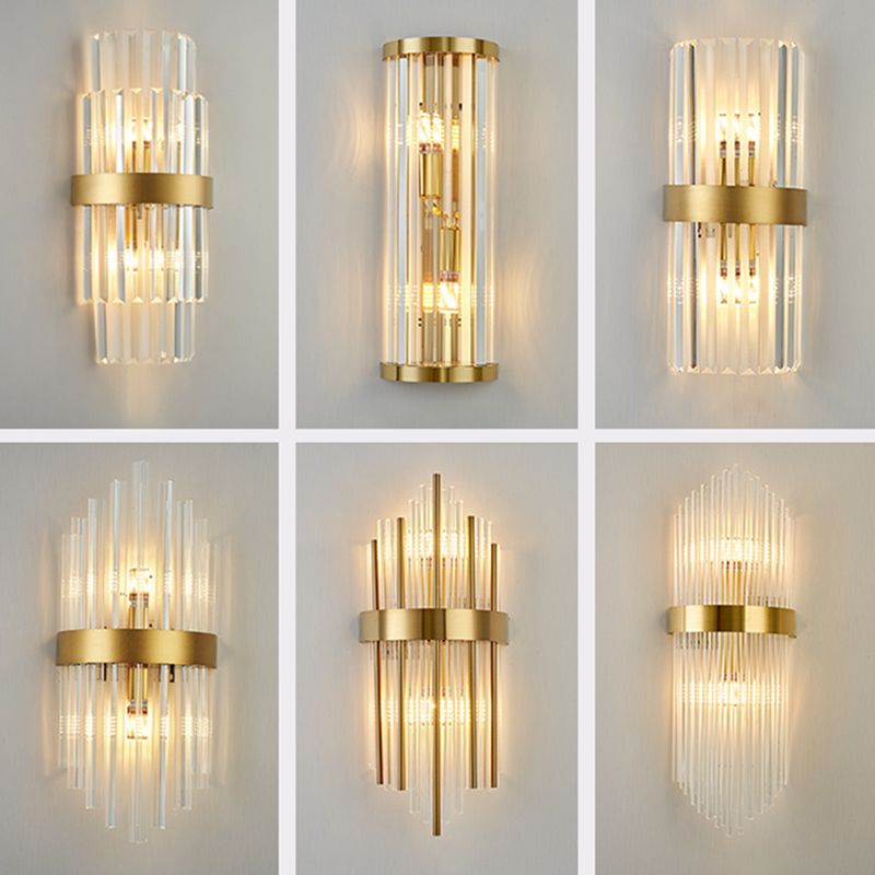 Crystal Geometry Shape Wall Lights Modern Style 2 Light Wall Sconce for Bedroom