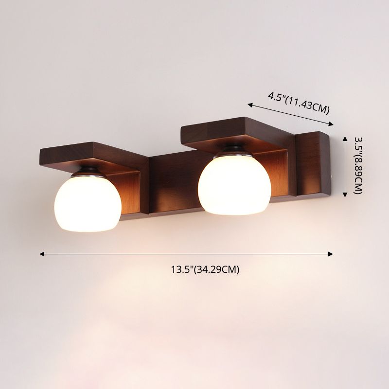 Walnut Brown Mirror Cabinet Wall Sconce Down Lighting Vanity Fixtures for Bathroom