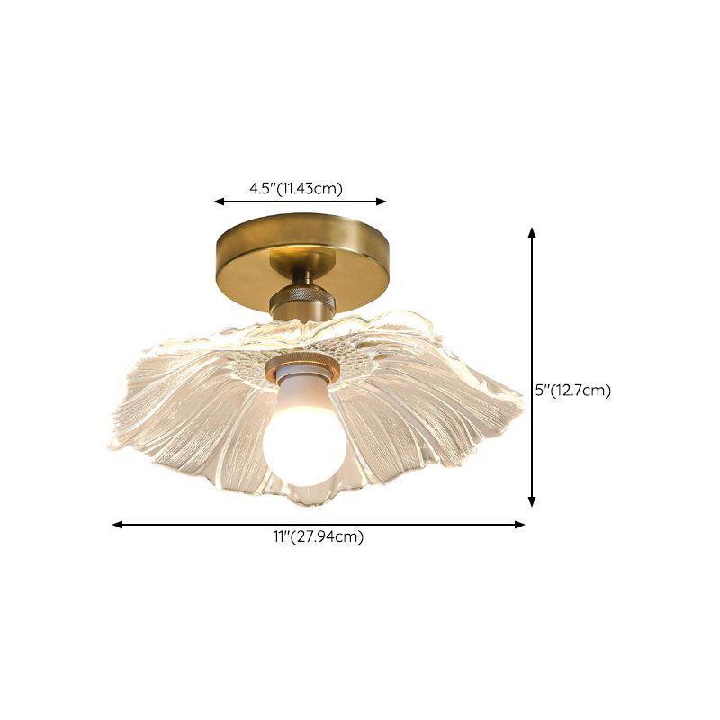 1 - Light Semi Flush Mount in Gold and Clear Glass Shade Ceiling Semi Flush