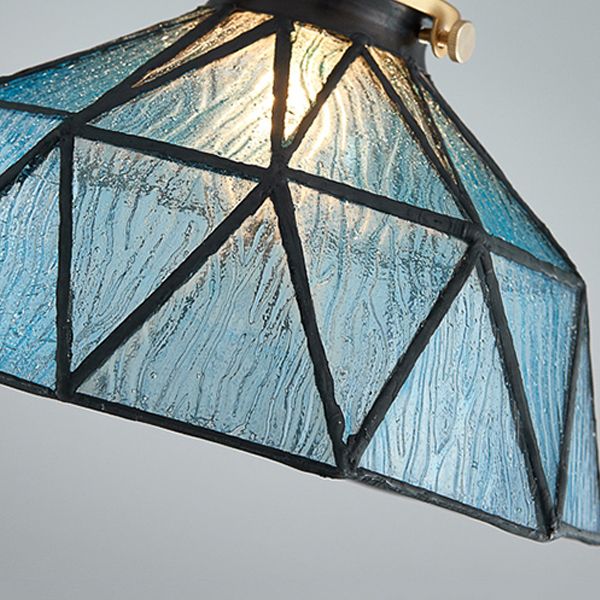 Vintage Glass Pendant Light 1-Light Geometric Ceiling Light Fixture for Hallway