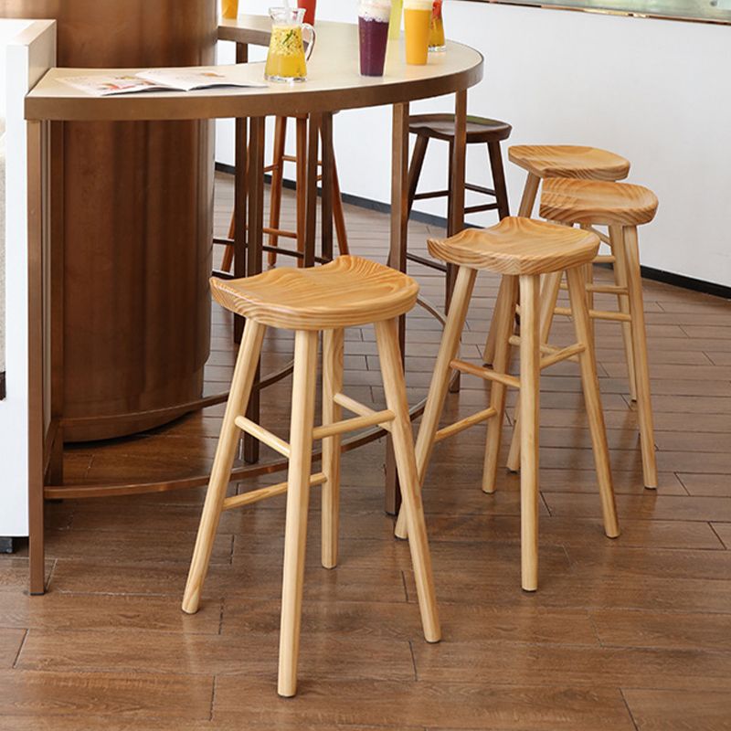 Modern Armless Backless Counter Stool Wood Bar Stool with Pedal for Indoor