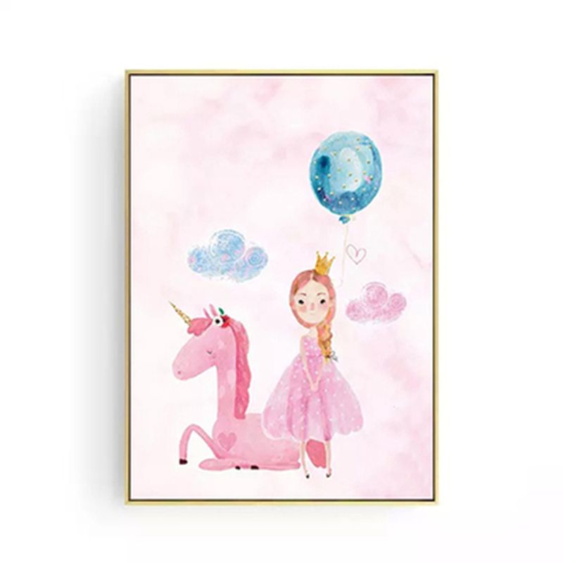 Toile murale de dessin animé pour filles, décoration murale de couleur Pastel avec dessin de licorne pour chambre à coucher
