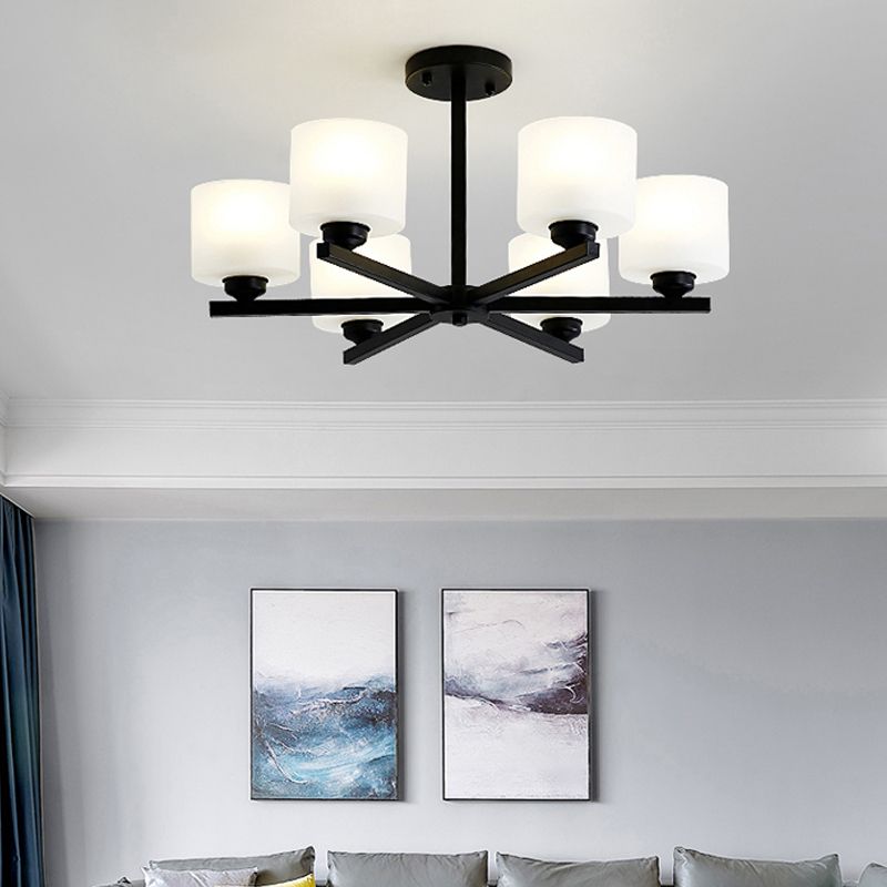 Cylinder Pendant Lights Modernism Glass Pendant Lighting Fixtures in Black