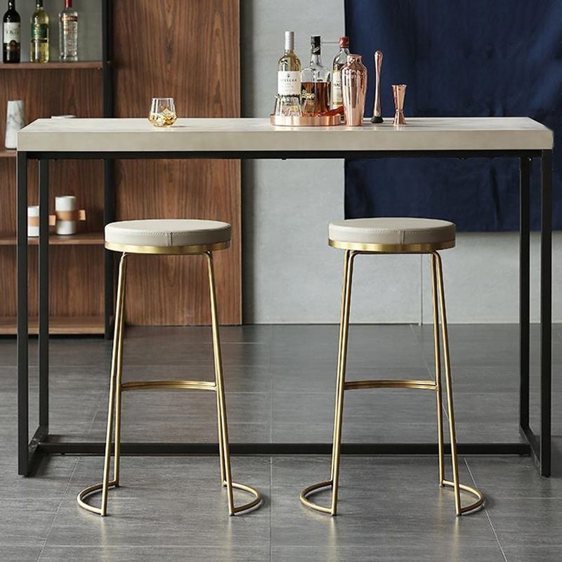 Modern Counter Round Bar Stool Armless Leather Backless Bar Stool with Footrest