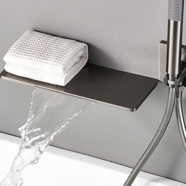 Modern Bath Faucet Solid Color Wall Mounted Waterfall Bathroom Faucet with Double Handle