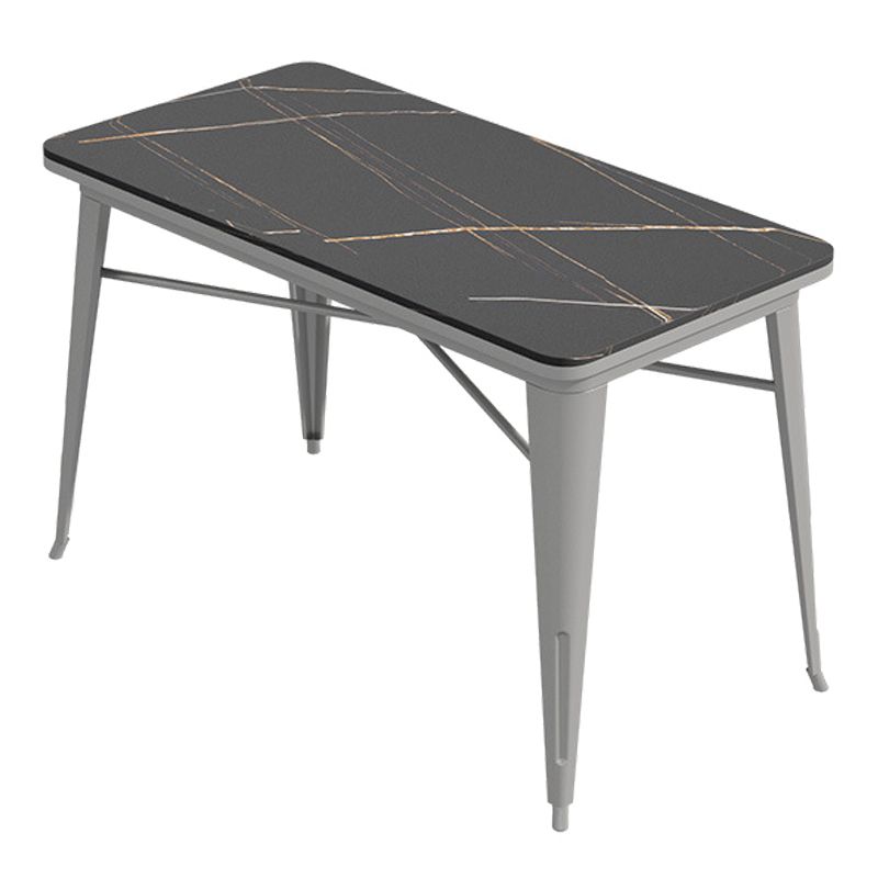 Mesa de comedor industrial Mesa de comedor de piedra sinterizada negra con base de trineo
