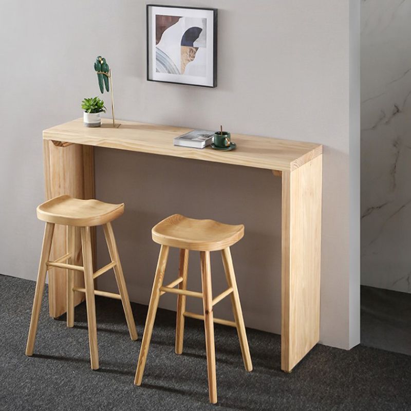 Modern Wood Bar Table Solid Wood Top Bistro Pub Table for Living Room