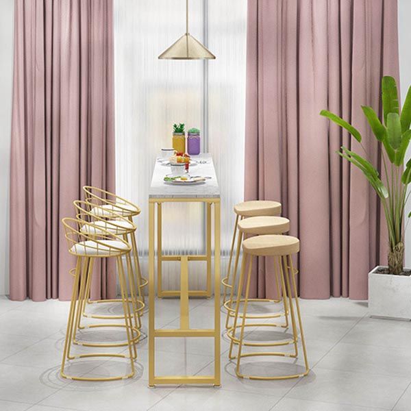 Modern Marble Bar Table Set 1/2/7 Pieces Rectangle White Trestle Table and Stool Set