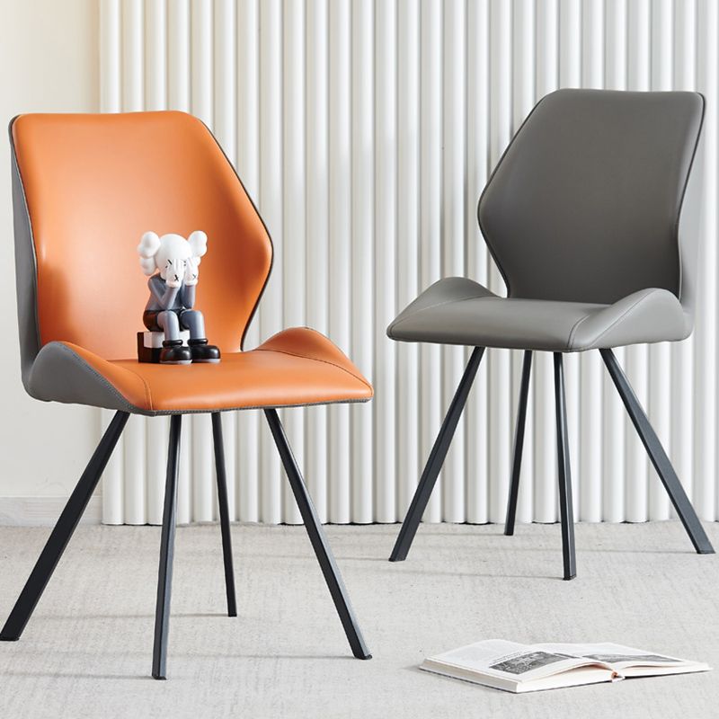 Sillas orejeras estilo moderno Sillas de comedor de cuero sin brazos (Juego de 2)