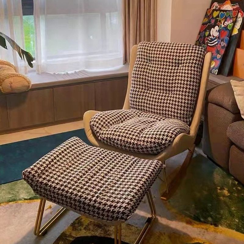 Modern Rocking Chair Wooden Rocking Accent Chair with Tufted