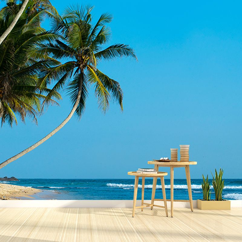 Tropical Beach Wall Mural Modern Moisture Resistant Wall Decor for Bedroom