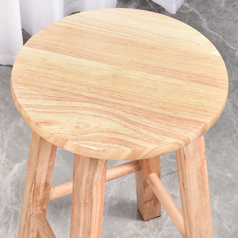 Modern Armless Backless Counter Stool Oak Wood Kitchen Bar Stool with Seat and Pedal