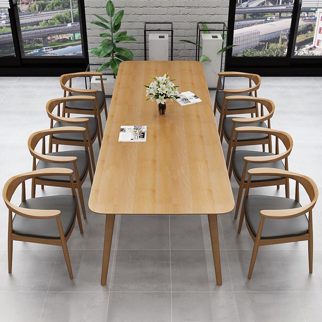 Forma rettangolare tavolo da pranzo moderno tavolo fisso in legno con legno massiccio