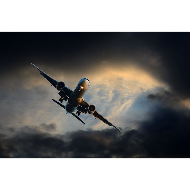 Modern Airplane Transportation Mural Wallpaper for Living Room, Waterproofing