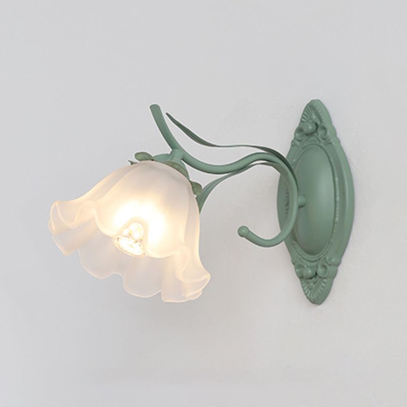 Iron and Glass 1 / 2 - Light Bath Sconce in Green & White Bathroom Vanity Lighting