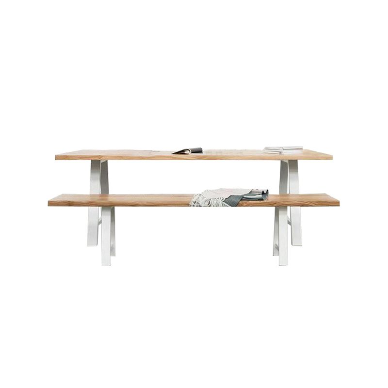 Rectangle Double Pedestal Glam Dining Table Solid Wood Fixed Table