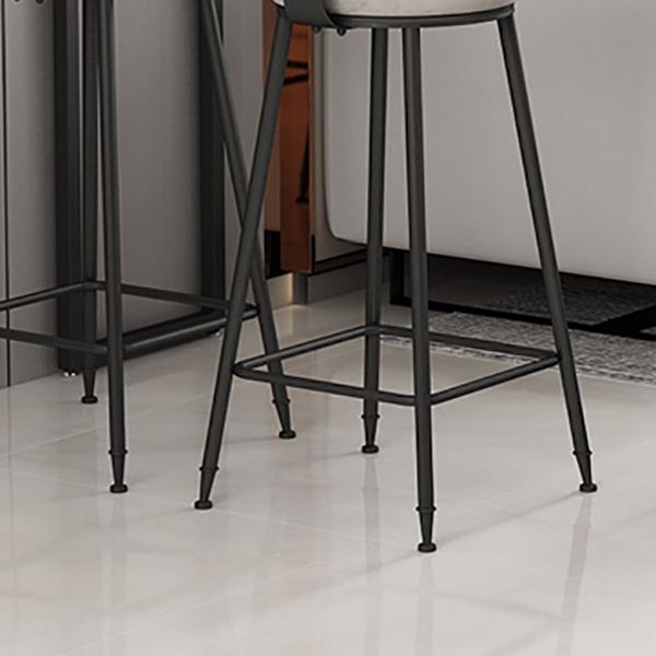Low Back Bar Stool Glam Upholstered Dining Stool with Metal Base