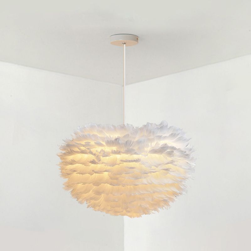 Lampada lampadinale Globe moderni lampadario a lampadario bianco multipla con tonalità di piuma