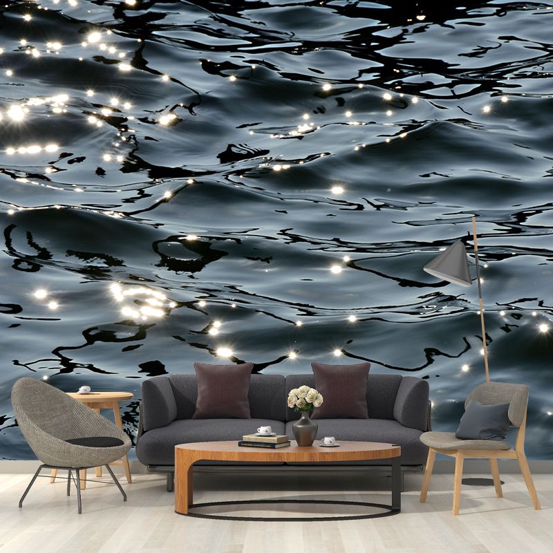 Horizontal Photography Sea Wall Mural Contemporary Wall Decoration for Bathroom