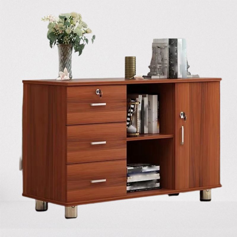 Modern Side Cabinet Wooden Accent Cabinet with 1 Door and 3 Drawers