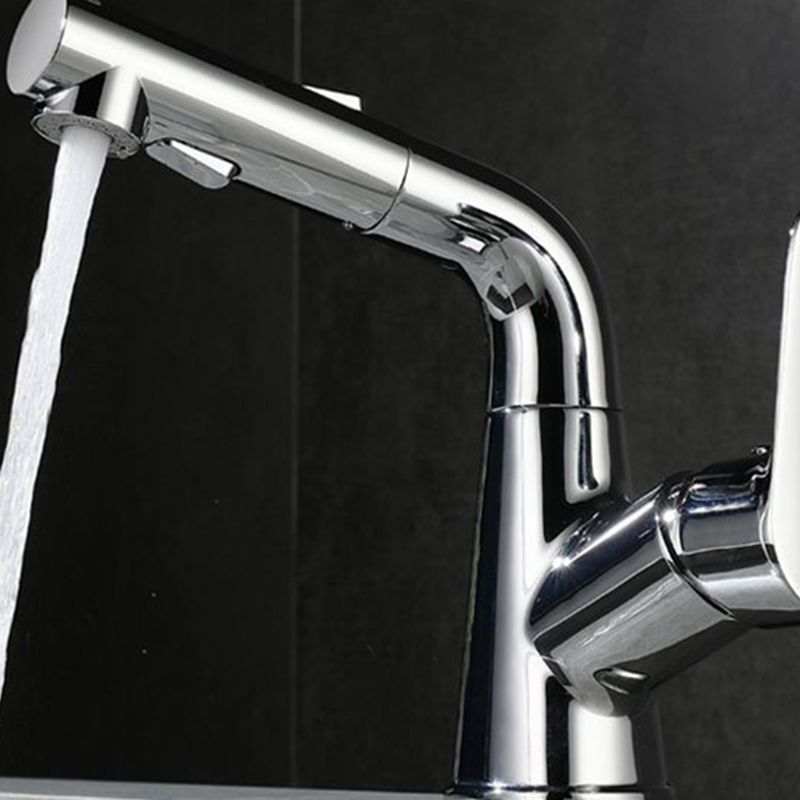 Contemporary Vessel Faucet Copper Single Handle Low Arc Retractable Vessel Faucet