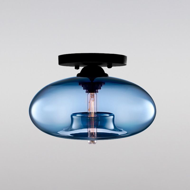 Oblong Flush Deckenleuchte Modernist Glas 1 Lichthimmel Blau/Amber/Rauch Grau/Kaffee Deckenleuchte, 11 " W
