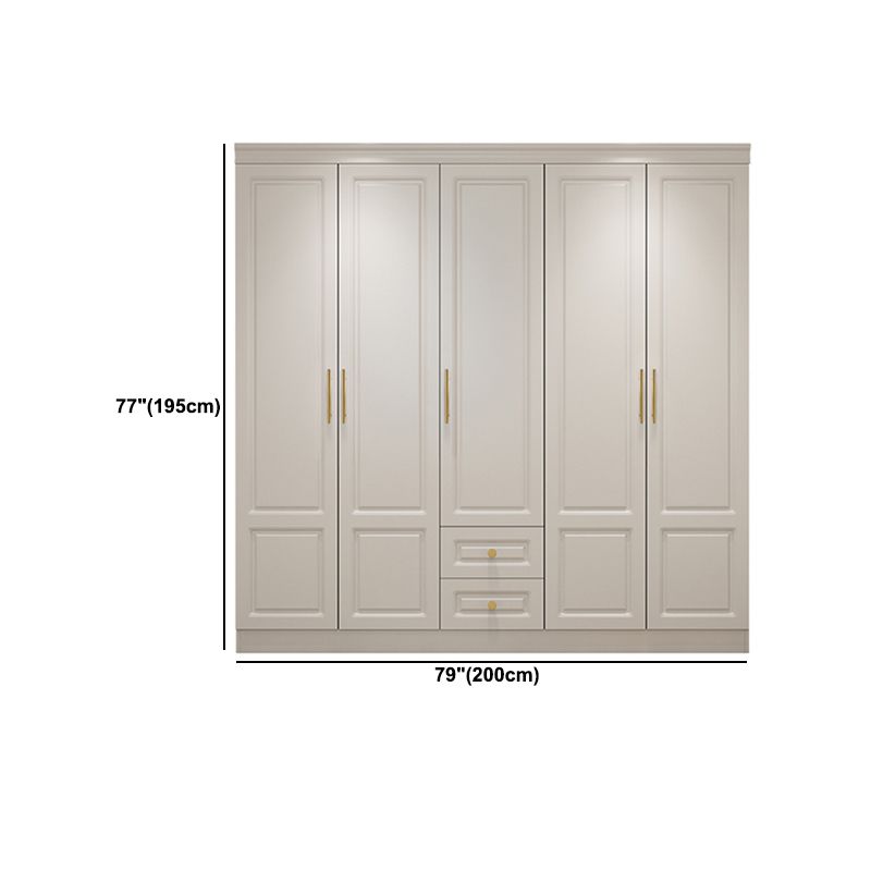 Hinged White Wardrobe Armoire Engineered Wood Wardrobe Closet