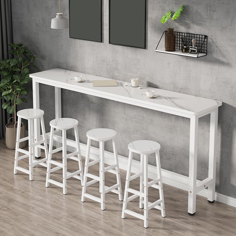 Modern Wooden Bistro Bar Table Rectangle Metal Base Bar Table