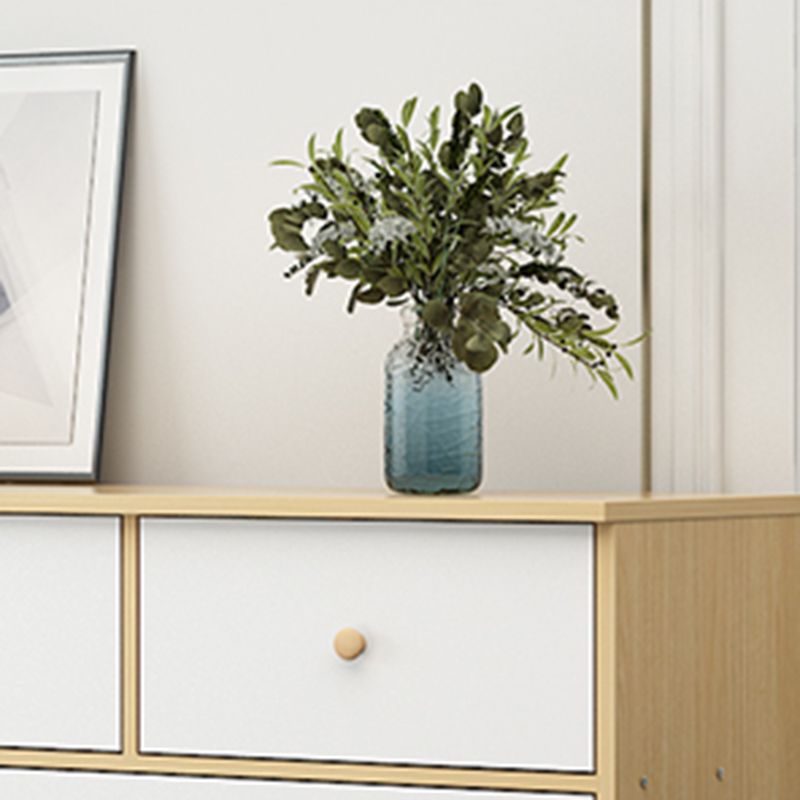 Scandinavian Wood Horizontal Storage Chest with Drawers for Home