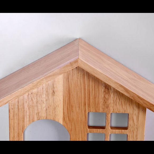 House Shape Wall Mounted Lamps Modern Simplicity Wood Wall Sconce for Living Room