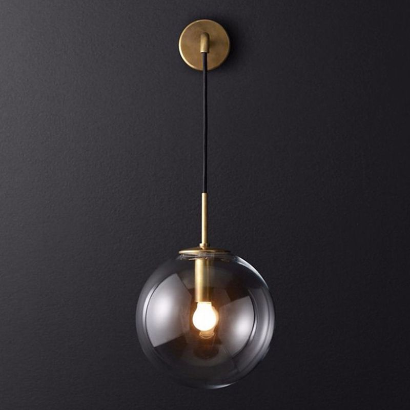 Globe Wall Mounted Lamps Vintage Simplicity Clear Glass Wall Sconce for Bedroom