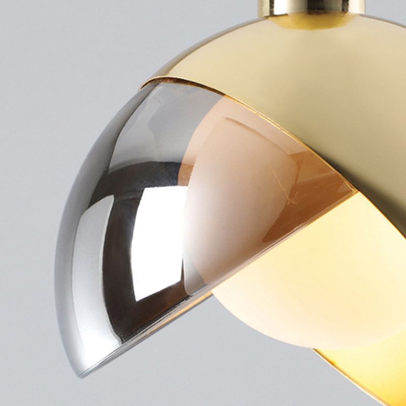 Lámpara colgante de oro de vidrio en moderna luz colgante de globo de hierro estilo lujo para comedor