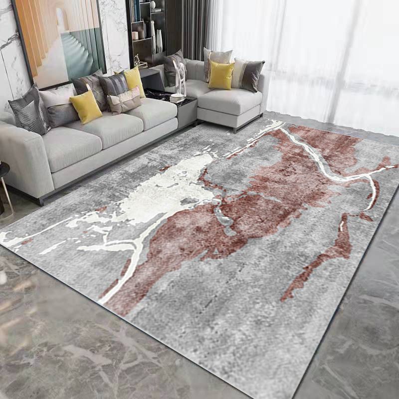 Brown Contemporary Rug Polyester Simple Rug Non-Slip Backing Rug for Drawing Room