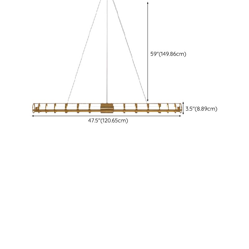 Modern Style Linear Shape Island Pendants Metal Pendant Lights in Gold for Dining Room