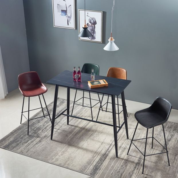 Contemporary Bar-stool PU Leather Counter Bar Stool for Kitchen with 4 Metal Legs