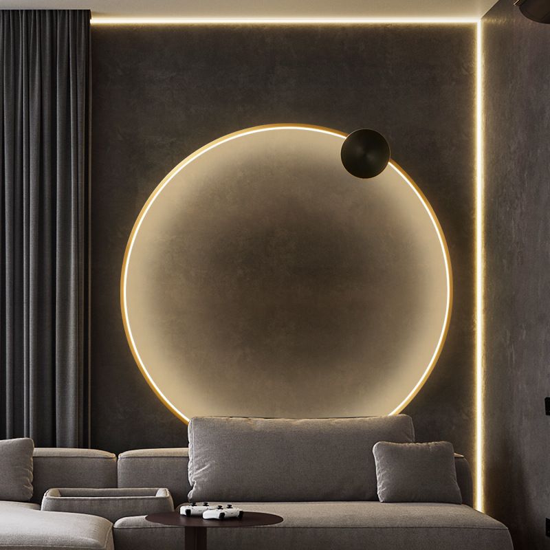 Metal Round Shape Wall Lighting Modern Style 1 Light Wall Mounted Light Fixture