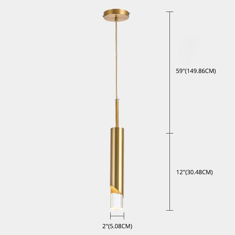 Cylindrical Acrylic LED Hanging Light in Modern Simplicity Wrought Iron Pendant Light for Bedroom