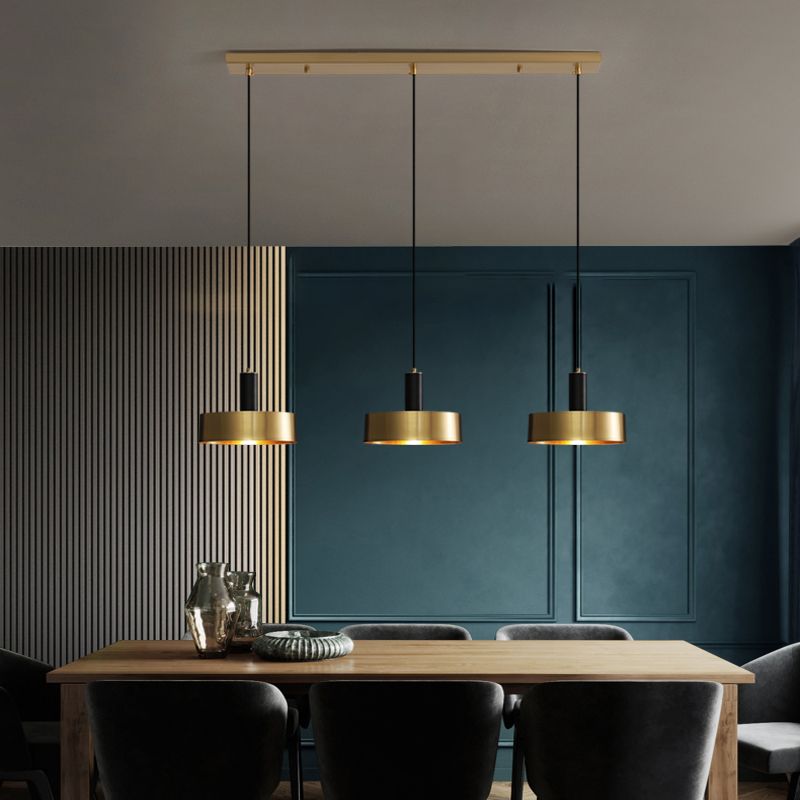 Simple Style Drum-Shaped Pendant Light Fixture Metal Bedroom Hanging Light Fixture