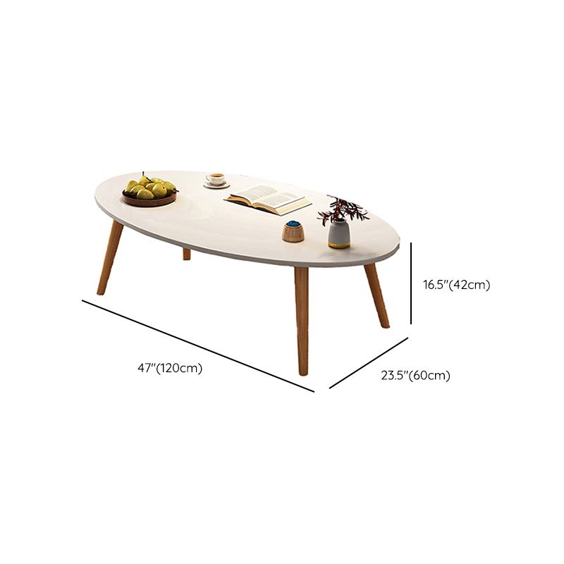 Modern Wood Cocktail Table 4 Legs Coffee Table with Storage Shelf