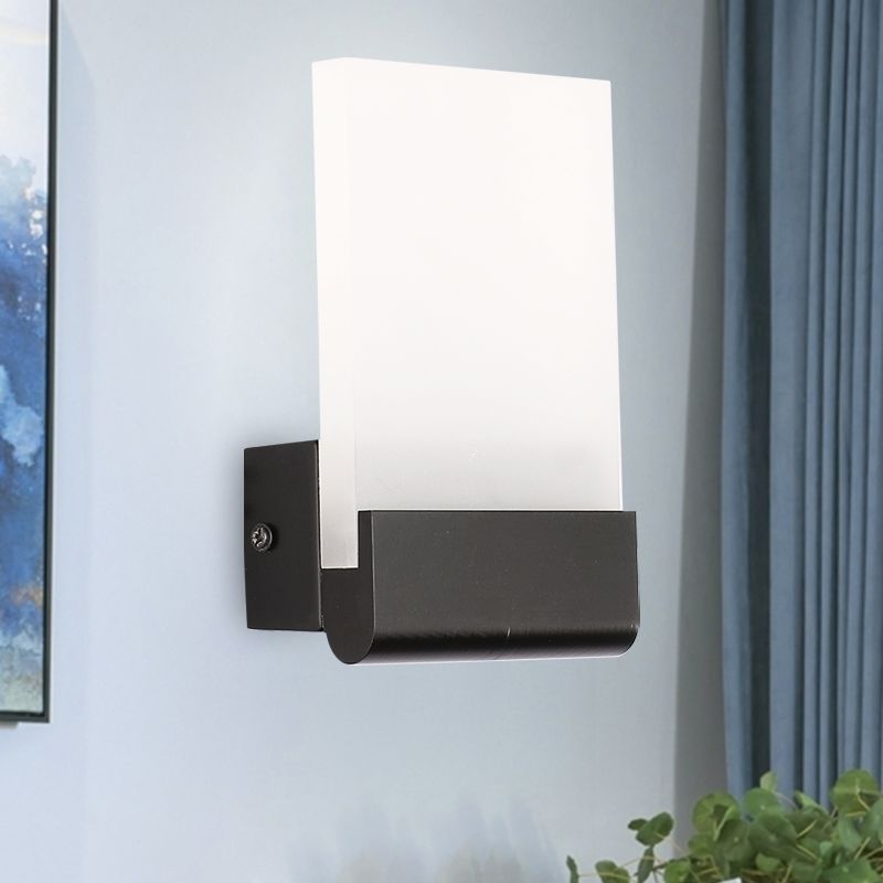 Rectangle Pad Wall Mount Light Minimalist Acrylic Black/White LED Sconce Lamp for Bedside, Warm/White Light
