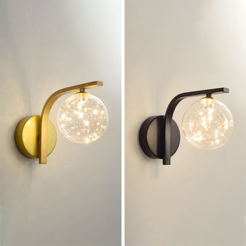 Forme de bille Lumière de mur de verre Style moderne 1 lumière lumineuse lumière murale