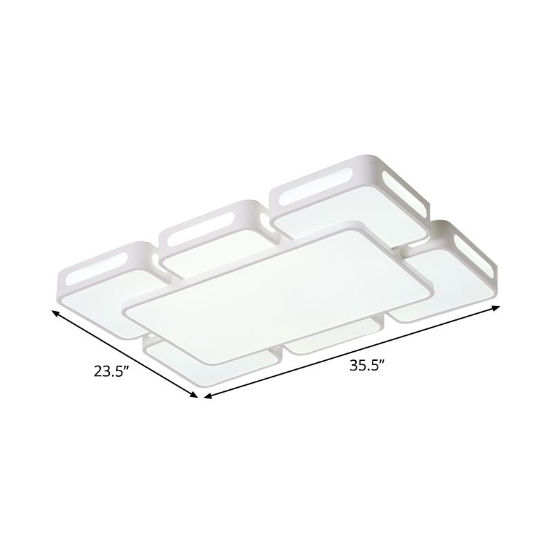 Square/Rectangular LED Ceiling Mount Lamp Modern Iron Block White Flush Light in White/3 Color Light