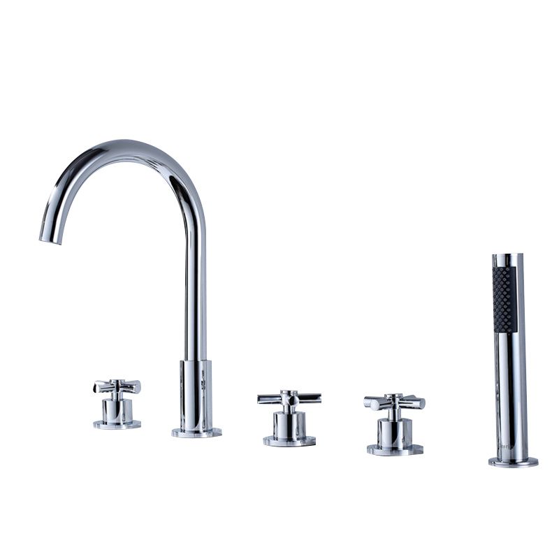Deck Mounted Roman Tub Faucet Low Arc Roman Tub Faucet Set with Hand Shower