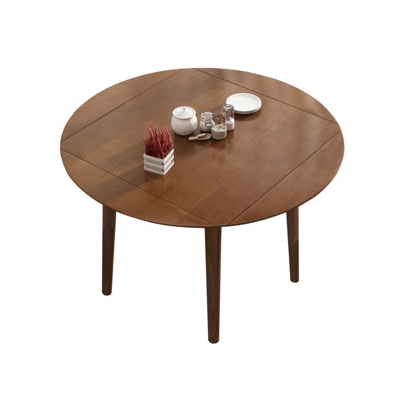 Round Home Kitchen Dinner Furniture Drop Leaf Rubberwood Solid Wood Dining Table