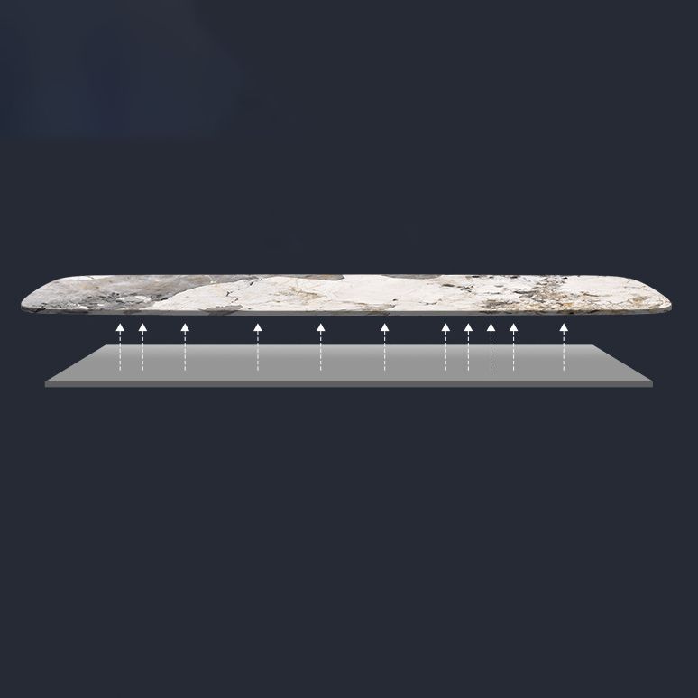 Modern Sintered Stone Dining Room Set with Rectangle Table and Gold Legs Formal Dining Set