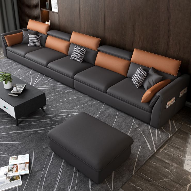 Faux Leather Sectional Sofa with Storage Stain-ResistanSofa with Cushion Back